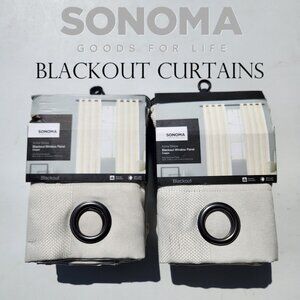 NEW Sonoma Blackout Window Curtains Panel Two Panels Grommet 50" x 84" Cream Col